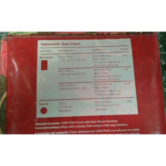 Holiday Time 70" Round Vinyl Tablecloth Poinsettia Holly Berries Pinecones NEW - Picture 5 of 6